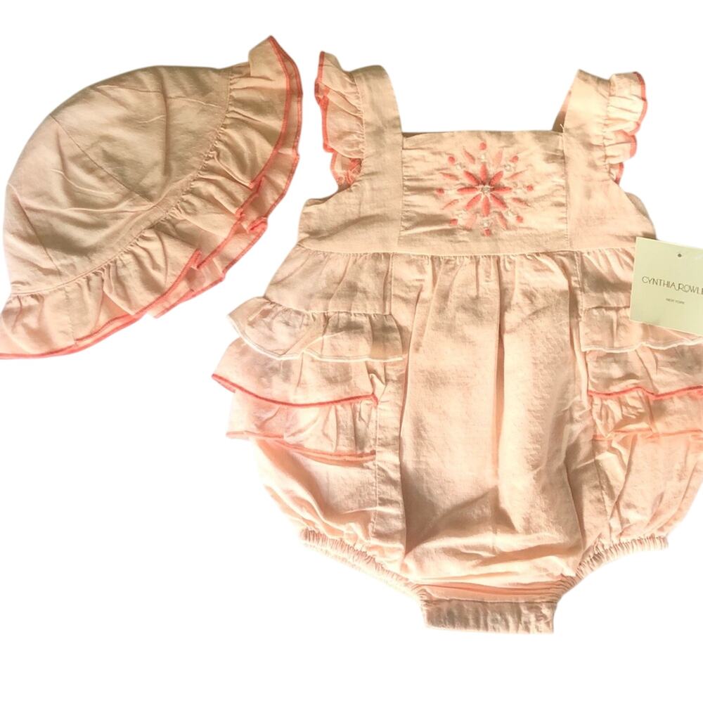 Cynthia Rowley Baby Peach Set with Hat Sz 6-9M